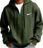 Men's Half Zip Cable-Knit Textured Fleece Hoodie