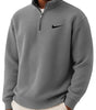 Men's Loose Casual Waffle Stand Collar Half Zip Sweatshirt