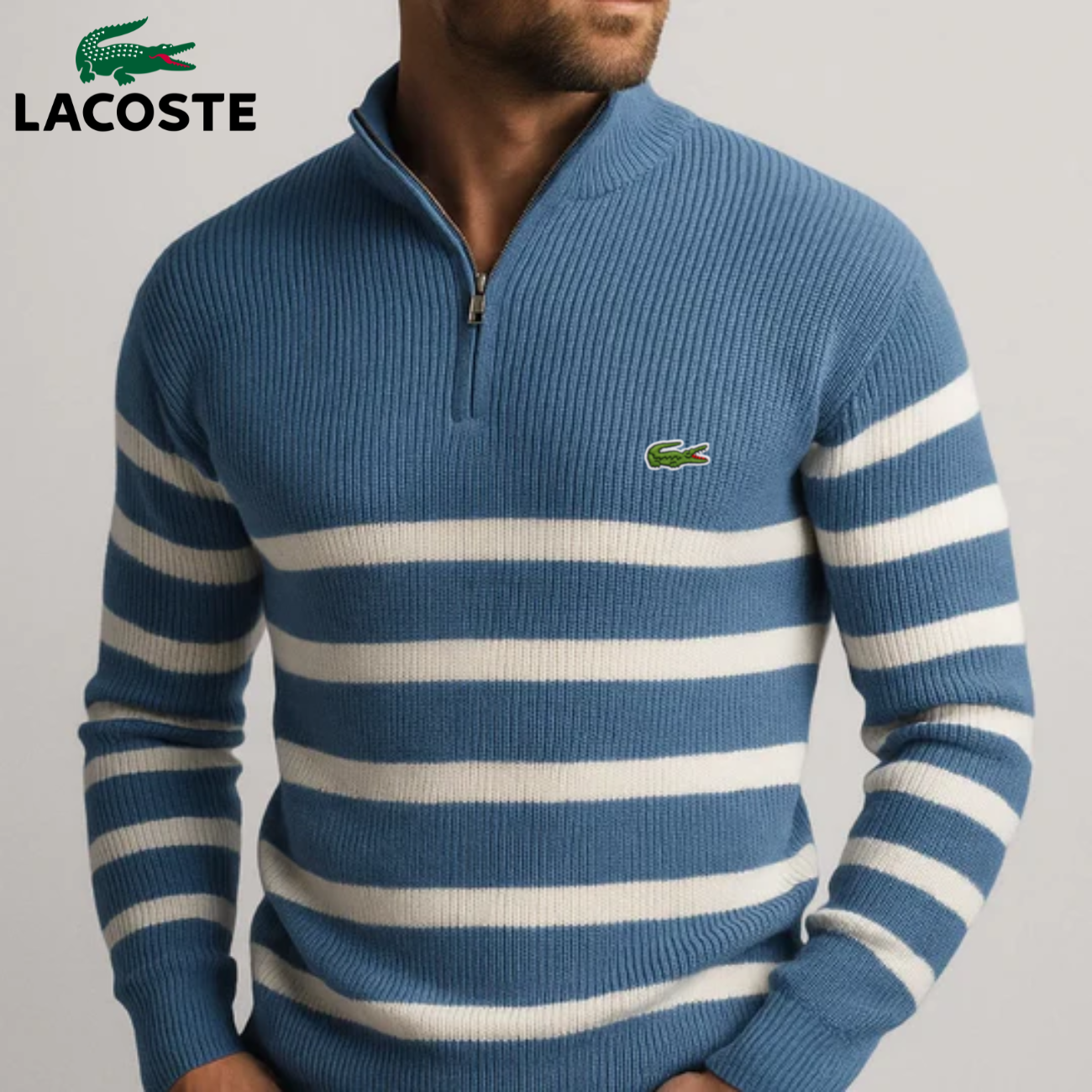 Classic Striped Zip-Up Sweater - Clearance Sale