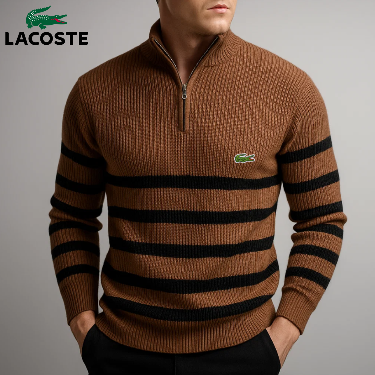 Classic Striped Zip-Up Sweater - Clearance Sale