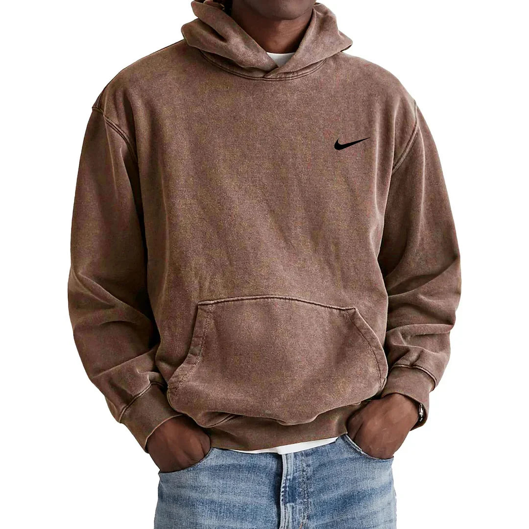 Men's Retro Washed Loose Pocket Hooded Sweatshirt
