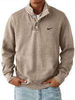Men's Trendy Loose Solid Color Stand Collar Sweatshirt