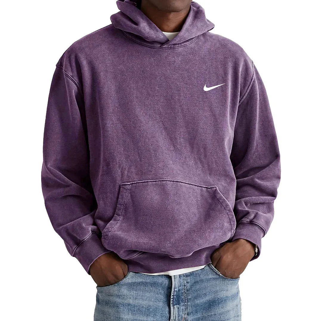Men's Retro Washed Loose Pocket Hooded Sweatshirt