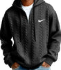 Men's Half Zip Cable-Knit Textured Fleece Hoodie
