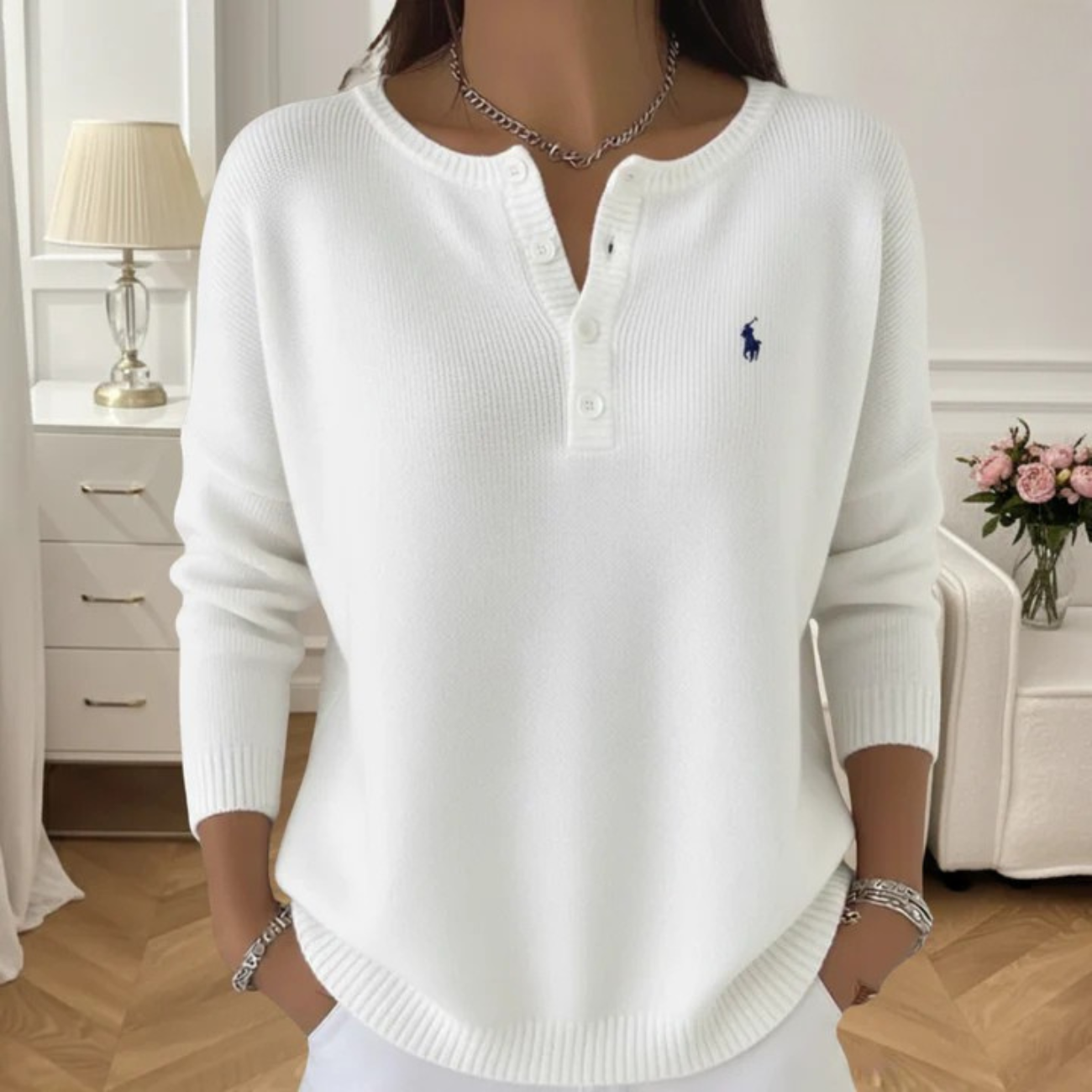 Ultra-Soft Henley Knit Sweater – Clearance Sale