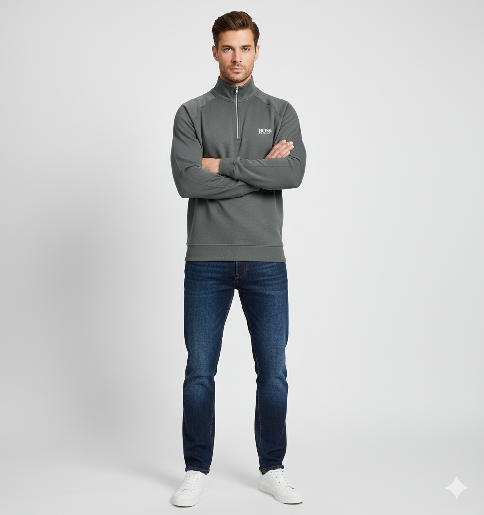 BОSS Cotton Half-Zip Jumper