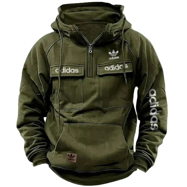 ADIDAS™ - Dark Green Tactical Quarter Hoodie