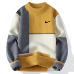 Men's Autumn And Winter Colorblock Warm Crew Neck Sweater
