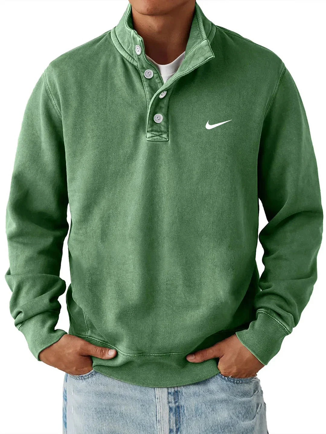 Men's Trendy Loose Solid Color Stand Collar Sweatshirt