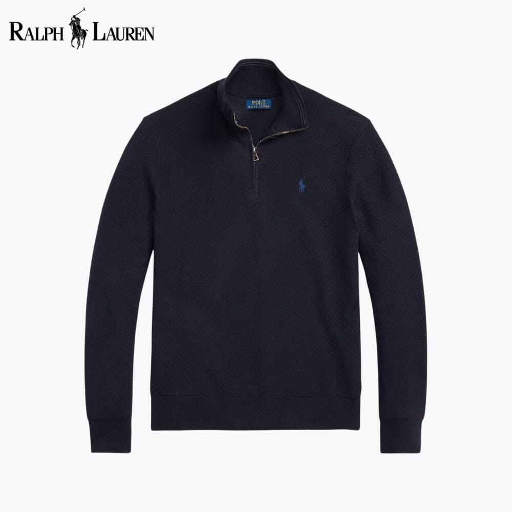 Ralph L. - Mesh-Knit Cotton Quarter-Zip Sweater